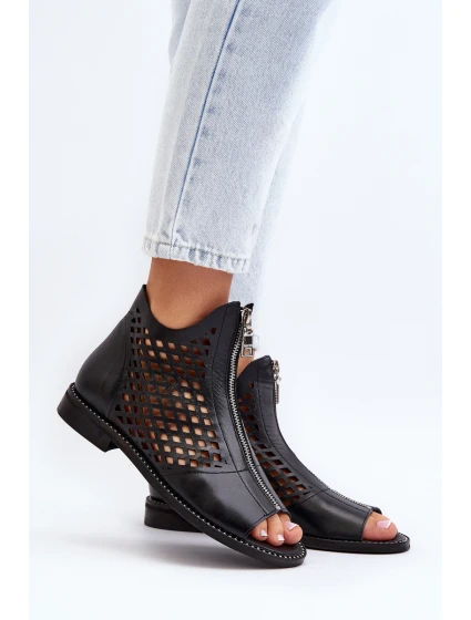 Kožené sandály na zip model 21649674 - Zazoo