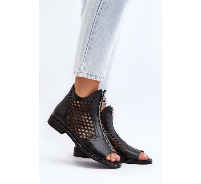 Kožené sandály na zip model 21649674 - Zazoo