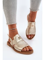 model 21650265 Dámské Kožené Sandály Zlaté - Zazoo