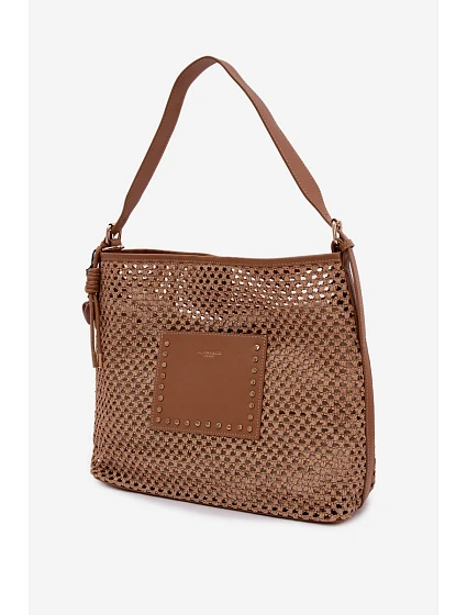 Kabelka s Pletením a Světle hnědá model 22111686 - Flora&Co