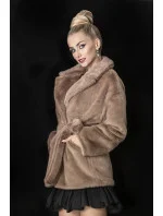 Hnědá dámská bunda s límcem model 16151689 - Ann Gissy Hnědá dámská bunda s límcem model 16151689 - Ann Gissy