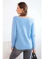 Dámsky viskózový sveter s výstrihom do V modrý