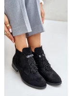 Zateplené Nízké Boty S Dekorací Na Zip Černé model 21675901 - S.Barski Zateplené Nízké Boty S Dekorací Na Zip Černé model 21675901 - S.Barski