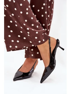 Lakierowane Czółenka Na Szpilce Z Odkrytą Piętą Czarne Talira
