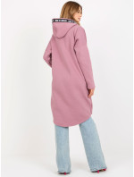 Dusty pink dlhá mikina na zips s kapucňou