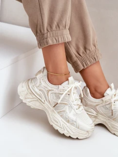 Dámske tenisky na platforme s trením béžovej farby Seladwen