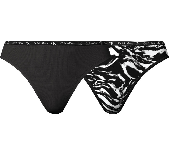 Dámske nohavičky 2 Pack Bikini Briefs CK96 000QD3991EBIK čierna / tigria potlač - Calvin Klein