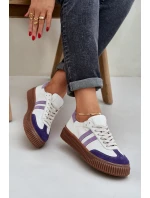 Zazoo N1068S6 Skórzane Niskie Sneakersy Damskie Na Platformie Białe