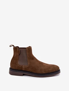 Kožené zateplené topánky na zips pre mužov Big Star OO174148 Black
