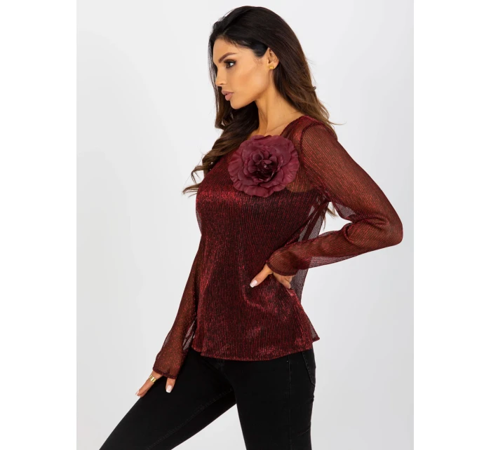 Dámska blúzka s tielkom LK KMPL 506635.54P čierna a červená - FPrice