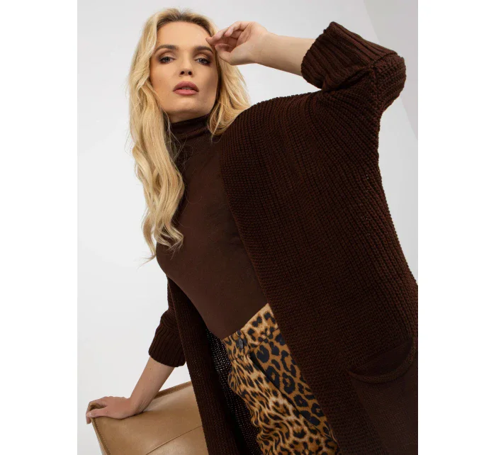 Dámsky sveter LO SW LK 3002 kardigan.98P tmavo hnedý