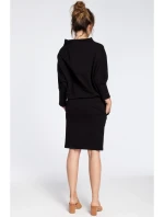 Šaty s rukávy černé model 18002397 - BeWear Šaty s rukávy černé model 18002397 - BeWear