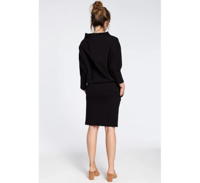 Šaty s rukávy černé model 18002397 - BeWear Šaty s rukávy černé model 18002397 - BeWear