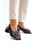 Kožené sandále so zdobením Laura Messi 2719 Black Kožené sandále so zdobením Laura Messi 2719 Black