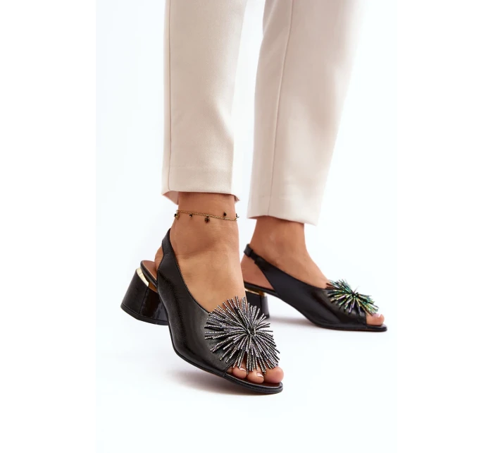 Kožené sandále so zdobením Laura Messi 2719 Black Kožené sandále so zdobením Laura Messi 2719 Black