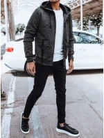Pánska teplá mikina na zips tmavosivá FashionStreet BX5607 Pánska teplá mikina na zips tmavosivá FashionStreet BX5607