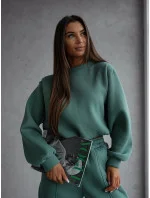 Zelený dámský bavlněný teplákový komplet s krátkou mikinou model 20905689 - Moon