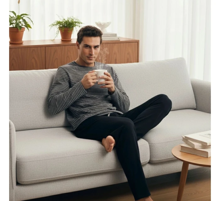 Pánské pyžamo model 21396720 New grey - Henderson Pánské pyžamo model 21396720 New grey - Henderson