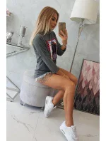 American Girl grafická blúzka grafitová S/M - L/XL