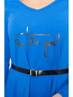 Šaty s ozdobným pásikom a nápisom cornflower blue Šaty s ozdobným pásikom a nápisom cornflower blue