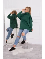 Zateplená mikina so zipsom na chrbte tmavo zelená