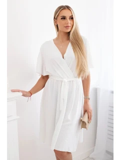 Šaty s vrstveným výstrihom ecru