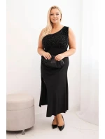 Dámske Plus veľkosť jedno rameno večerné šaty čierne