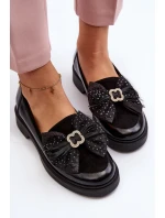 Dámské lakované mokasíny s mašlí model 21648033 černé - Laura Messi