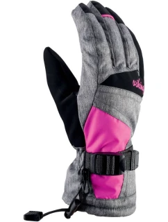 Lyžiarske rukavice Viking Ronda Ski Lady s nastaviteľným lemom, sivá/ružová (113/20/5473/46)