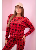 Dámska velúrová súprava s červeným monogramom