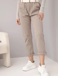 Dámské bavlněné kalhoty s páskem a ohrnutými nohavicemi fango