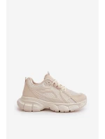 Buty Sportowe Sneakersy Damskie Beżowe Timoci
