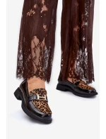 Kožené Lakované Mokasíny Leopard model 21691262 Černé - VINCEZA