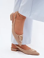 Dámske sandále na nízkom podpätku s ozdobou Beige Sparkle