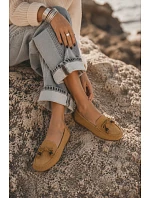 Dámske ploché mokasíny s lemovaním z imitácie semišu Camel Bluebell Dámske ploché mokasíny s lemovaním z imitácie semišu Camel Bluebell