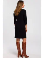 model 15100817 Svetrové šaty s dlouhým rukávem černé - STYLOVE