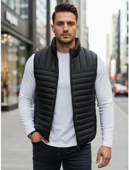 Pánská prošívaná vesta černá model 21991586 - Dstreet Pánská prošívaná vesta černá model 21991586 - Dstreet