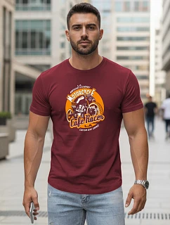 Pánske tričko s potlačou bordová FashionStreet NX5095R