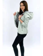 Mätovo sivá dámska bunda s kapucňou (DL011)