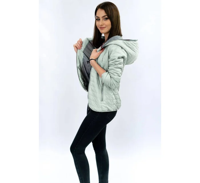 Mätovo sivá dámska bunda s kapucňou (DL011)