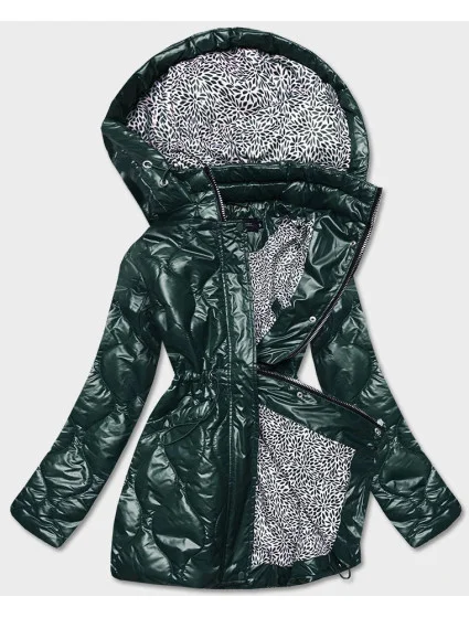 Tmavozelená dámska bunda s ozdobnou podšívkou (BH2182)
