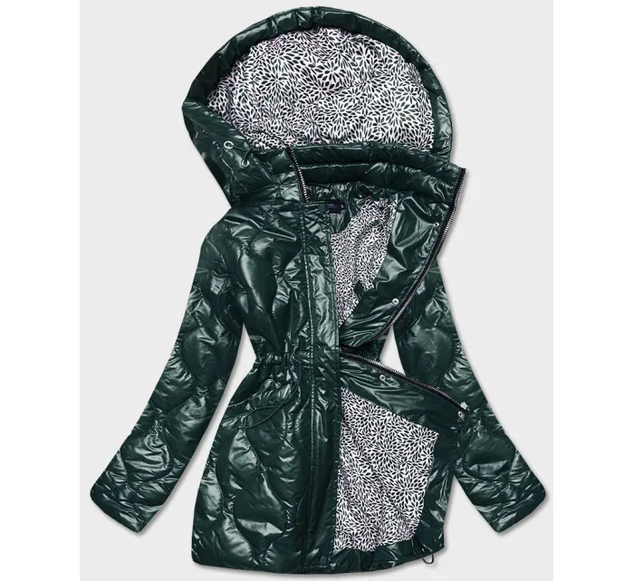 Tmavozelená dámska bunda s ozdobnou podšívkou (BH2182)