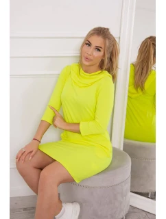 Šaty s kapucňou a vreckami žltej neónovej farby