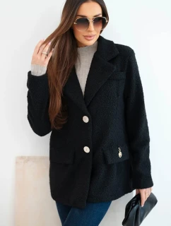 Dámska bunda z mäkkej jahňacej kože s golierom čierna