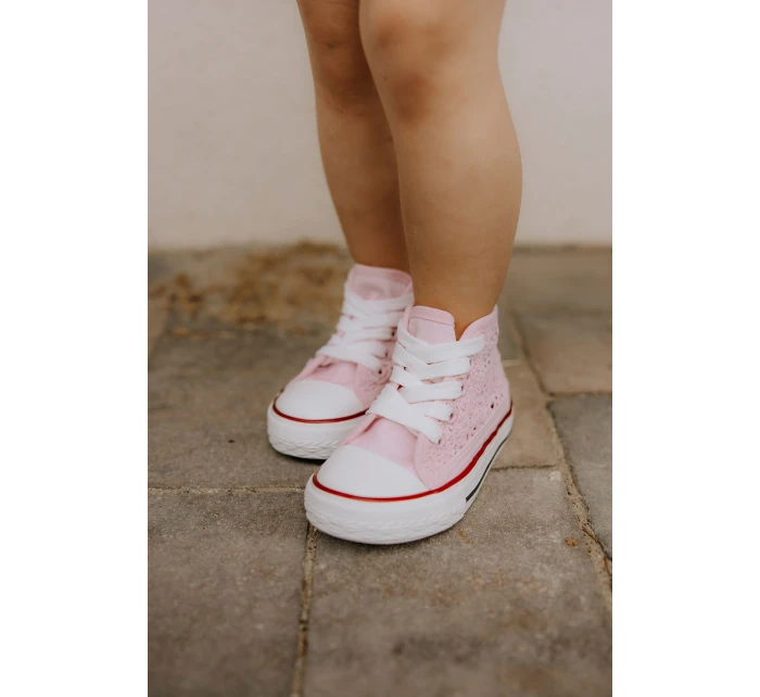 Dziecięce Wysokie Trampki Różowe Mona Dziecięce Wysokie Trampki Różowe Mona