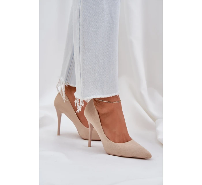 Klasické Lodičky Z Eko Semiše Světle Béžové model 21684494 - Boto