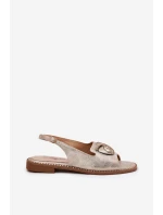 Połyskujące Sandały Damskie Z Ozdobą S.Barski KV51-006 Złote