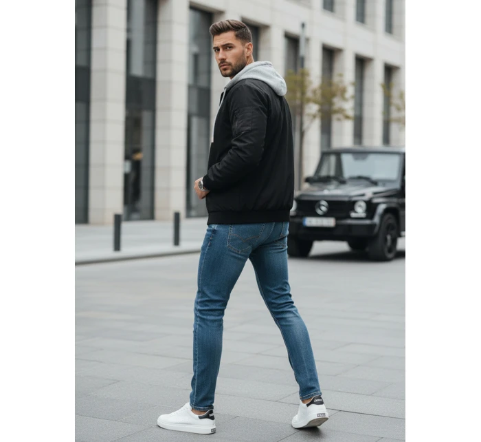 Pánska bunda bomber s kapucňou čierna FashionStreet TX5021