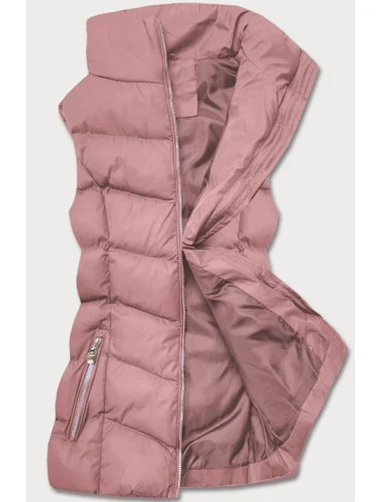 Ružová páperová dámska vesta (5M719-46)