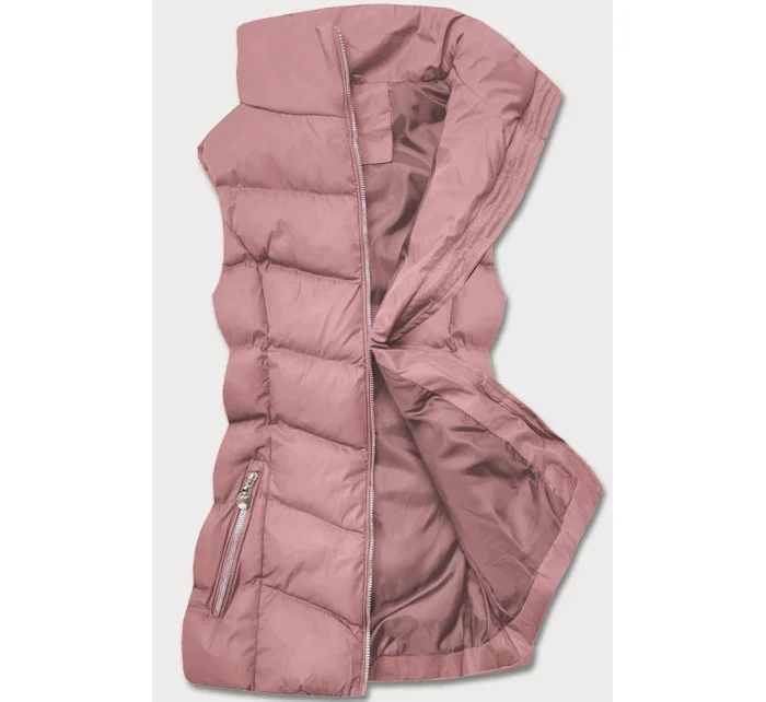 Ružová páperová dámska vesta (5M719-46)